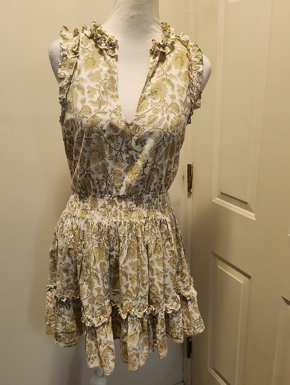 Anna Cate Morgan Mini Cotton Dress Split Ruffles Fit & Flare Medium